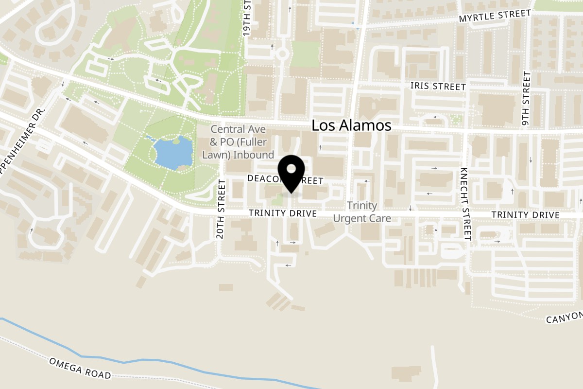 Map showing the location of India House On Wheels on 1700 Trinity Dr in Los Alamos